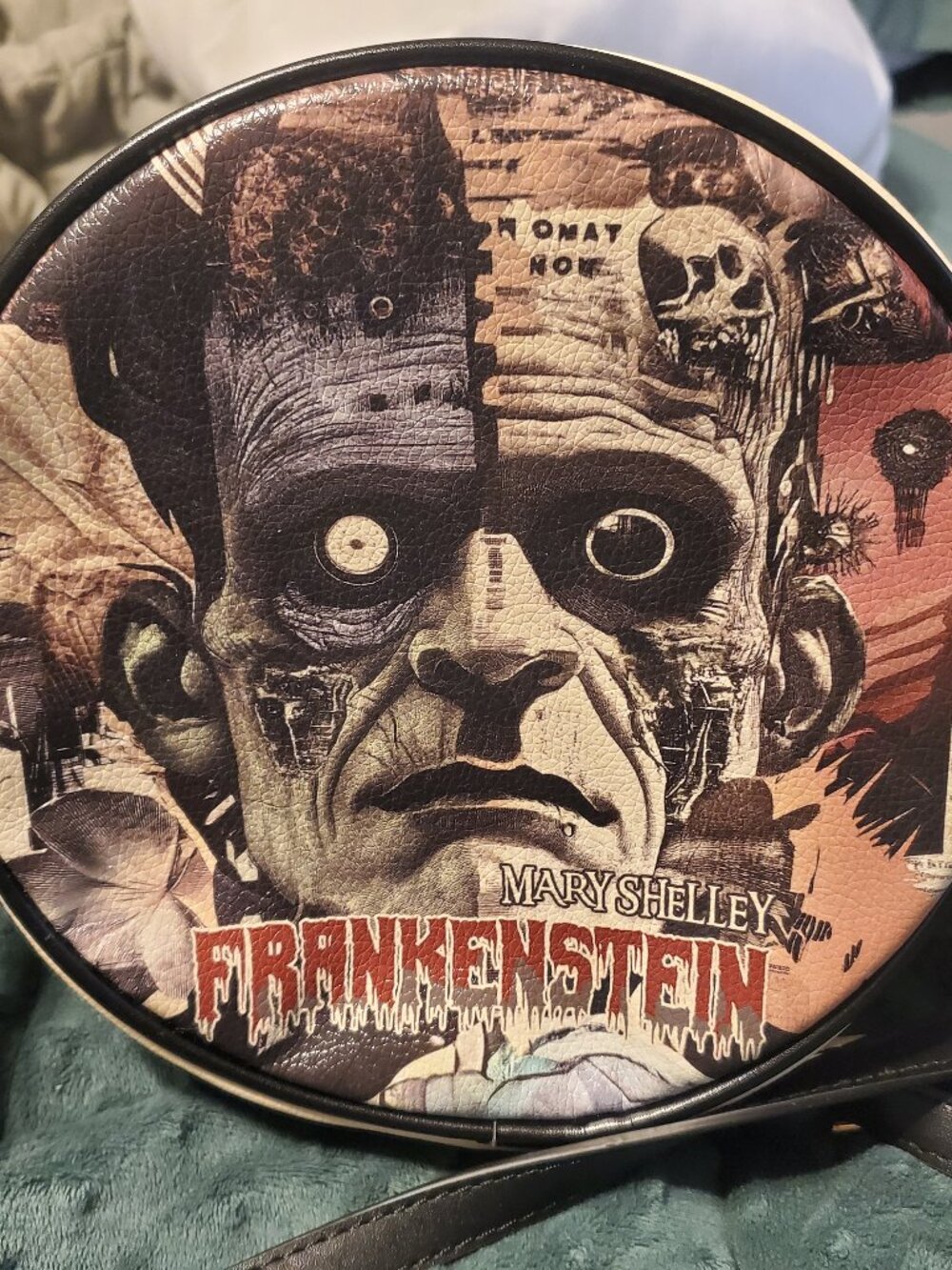 "Frankenstein" Old Parchment Circle Crossbody Bag